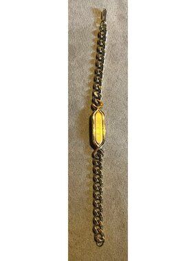 Vintage 50s Speidel ID Bracelet Chunky Curb Gold Tone Chain USA MCM